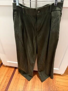 Everlane Olive Green Wide-Leg Trousers